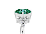 White gold Cushion Cut Green Sapphire Ring with Side Stones and Four-Prong Setting_41