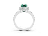 White gold Cushion Cut Green Sapphire Scalloped Halo Engagement Ring with Round Shared Prong Band_27