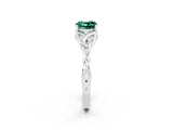 White gold Cushion Cut Green Sapphire Solitaire Celtic Knot Ring with Four-Prong Setting_14