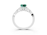 White gold Cushion Cut Green Sapphire Solitaire Celtic Knot Ring with Four-Prong Setting_15