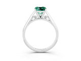 White gold Cushion Cut Green Sapphire Solitaire Engagement Ring with Cathedral Setting and Four-Prong Mount_135