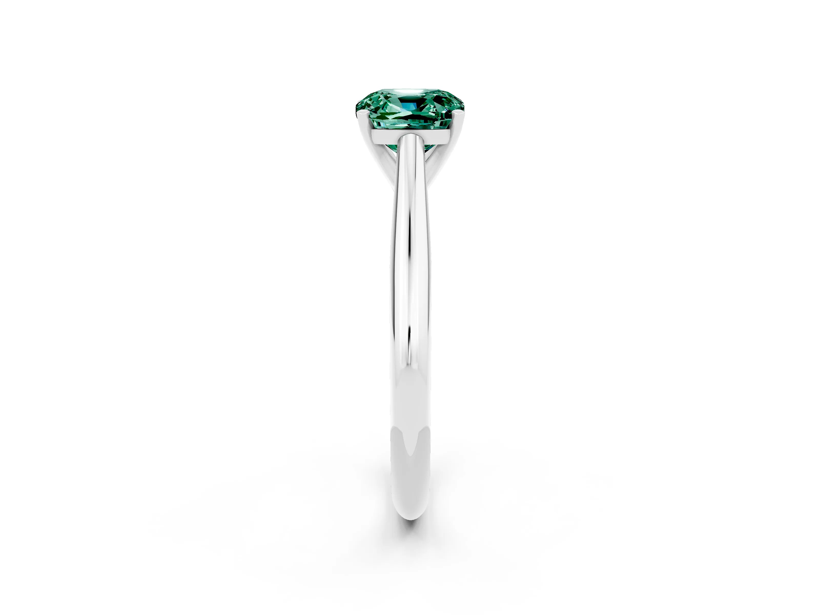 White gold Cushion Cut Green Sapphire Solitaire Engagement Ring with Cathedral Setting and Four-Prong Mount_14