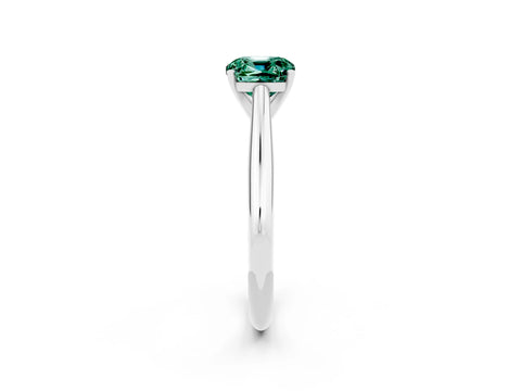 White gold Cushion Cut Green Sapphire Solitaire Engagement Ring with Cathedral Setting and Four-Prong Mount_14