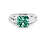 White gold Cushion Cut Green Sapphire Solitaire Engagement Ring with Cathedral Setting and Four-Prong Mount_36