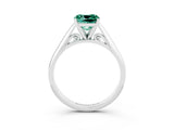 White gold Cushion Cut Green Sapphire Solitaire Engagement Ring with Cathedral Setting and Four-Prong Mount_39