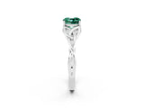 White gold Cushion Cut Green Sapphire Solitaire Engagement Ring with Celtic Knot Band and Four-Prong Setting_2