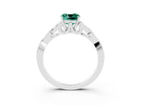 White gold Cushion Cut Green Sapphire Solitaire Engagement Ring with Celtic Knot Band and Four-Prong Setting_3