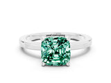 White gold Cushion Cut Green Sapphire Solitaire Engagement Ring with Classic Band and Four-Prong Setting_12