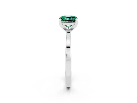 White gold Cushion Cut Green Sapphire Solitaire Engagement Ring with Classic Band and Four-Prong Setting_14