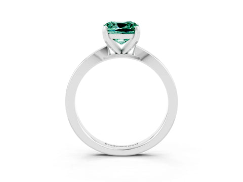 White gold Cushion Cut Green Sapphire Solitaire Engagement Ring with Classic Band and Four-Prong Setting_15