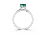 White gold Cushion Cut Green Sapphire Solitaire Engagement Ring with Classic Band and Four-Prong Setting_15