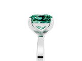 White gold Cushion Cut Green Sapphire Solitaire Engagement Ring with Classic Band and Four-Prong Setting_17