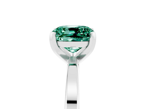 White gold Cushion Cut Green Sapphire Solitaire Engagement Ring with Classic Band and Four-Prong Setting_17