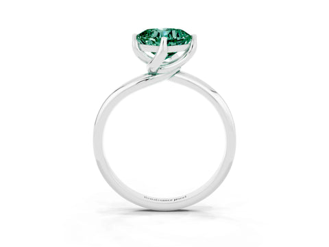 White gold Cushion Cut Green Sapphire Solitaire Engagement Ring with Four-Prong Setting and Classic Band_15