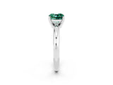 White gold Cushion Cut Green Sapphire Solitaire Engagement Ring with Round Band and Four-Prong Setting_2