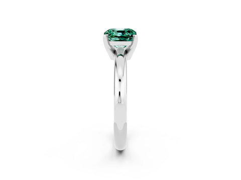White gold Cushion Cut Green Sapphire Solitaire Engagement Ring with Round Band and Four-Prong Setting_2