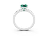 White gold Cushion Cut Green Sapphire Solitaire Engagement Ring with Round Band and Four-Prong Setting_3