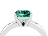 White gold Cushion Cut Green Sapphire Solitaire Engagement Ring with Round Band and Four-Prong Setting_4