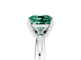 White gold Cushion Cut Green Sapphire Solitaire Engagement Ring with Round Band and Four-Prong Setting_5