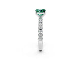 White gold Cushion Cut Green Sapphire Solitaire Pavé Band with Four-Prong Setting_2