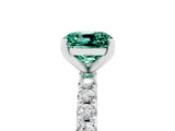 White gold Cushion Cut Green Sapphire Solitaire Pavé Band with Four-Prong Setting_5