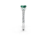 White gold Cushion Cut Green Sapphire Solitaire Pavé Engagement Ring with Round Band and Prong Setting_14