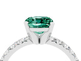 White gold Cushion Cut Green Sapphire Solitaire Pavé Engagement Ring with Round Band and Prong Setting_16