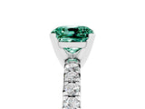 White gold Cushion Cut Green Sapphire Solitaire Pavé Engagement Ring with Round Band and Prong Setting_17