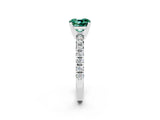 White gold Cushion Cut Green Sapphire Solitaire Pavé Engagement Ring with Round Band and Prong Setting_92