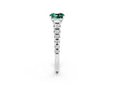 White gold Cushion Cut Green Sapphire Solitaire Ring with Cathedral Setting and Pavé Band_2