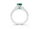 White gold Cushion Cut Green Sapphire Solitaire Ring with Cathedral Setting and Pavé Band_3