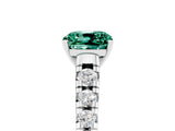 White gold Cushion Cut Green Sapphire Solitaire Ring with Cathedral Setting and Pavé Band_5