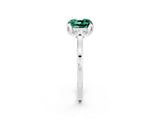 White gold Cushion Cut Green Sapphire Solitaire Ring with Flower Prong Setting and Classic Band_14
