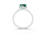 White gold Cushion Cut Green Sapphire Solitaire Ring with Flower Prong Setting and Classic Band_15