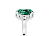 White gold Cushion Cut Green Sapphire Solitaire Ring with Flower Prong Setting and Classic Band_17
