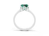 White gold Cushion Cut Green Sapphire Solitaire Ring with Flower Prong Setting and Classic Band_63