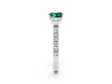 White gold Cushion Cut Green Sapphire Solitaire Ring with Pavé Accents and Four-Prong Setting_2