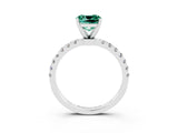 White gold Cushion Cut Green Sapphire Solitaire Ring with Pavé Accents and Four-Prong Setting_3