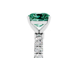 White gold Cushion Cut Green Sapphire Solitaire Ring with Pavé Accents and Four-Prong Setting_5