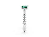 White gold Cushion Cut Green Sapphire Solitaire Ring with Pavé Band and Four-Prong Setting_26