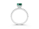 White gold Cushion Cut Green Sapphire Solitaire Ring with Pavé Band and Four-Prong Setting_27