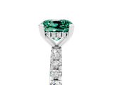 White gold Cushion Cut Green Sapphire Solitaire Ring with Pavé Band and Four-Prong Setting_29