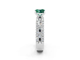 White gold Cushion Cut Green Sapphire Solitaire Ring with Pavé and Channel Set Band_26