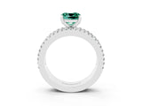 White gold Cushion Cut Green Sapphire Solitaire Ring with Pavé and Channel Set Band_27