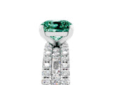 White gold Cushion Cut Green Sapphire Solitaire Ring with Pavé and Channel Set Band_29
