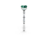 White gold Cushion Cut Green Sapphire Solitaire Ring with Pave Band and Four Prong Setting_26