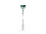 White gold Cushion Cut Green Sapphire Solitaire Ring with Thin Band and Four-Prong Setting_2