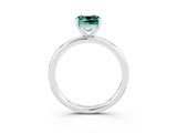 White gold Cushion Cut Green Sapphire Solitaire Ring with Thin Band and Four-Prong Setting_3