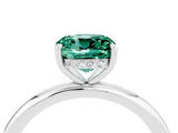 White gold Cushion Cut Green Sapphire Solitaire Ring with Thin Band and Four-Prong Setting_4