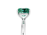 White gold Cushion Cut Green Sapphire Solitaire Ring with Thin Band and Four-Prong Setting_5